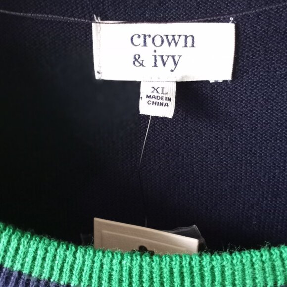 'crown & ivy' NWT Winter themed Fine 100% Cotton Sweater Size XL - Picture 13 of 16